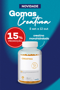 Gomas Creatina Monohidratada Wells com selo de promo&ccedil;&atilde;o de 15%. De 8 setembro a 12 outubro. Aproveita j&aacute;!
